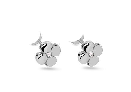 Eunice CZ Pave Clover	Studs -Silver