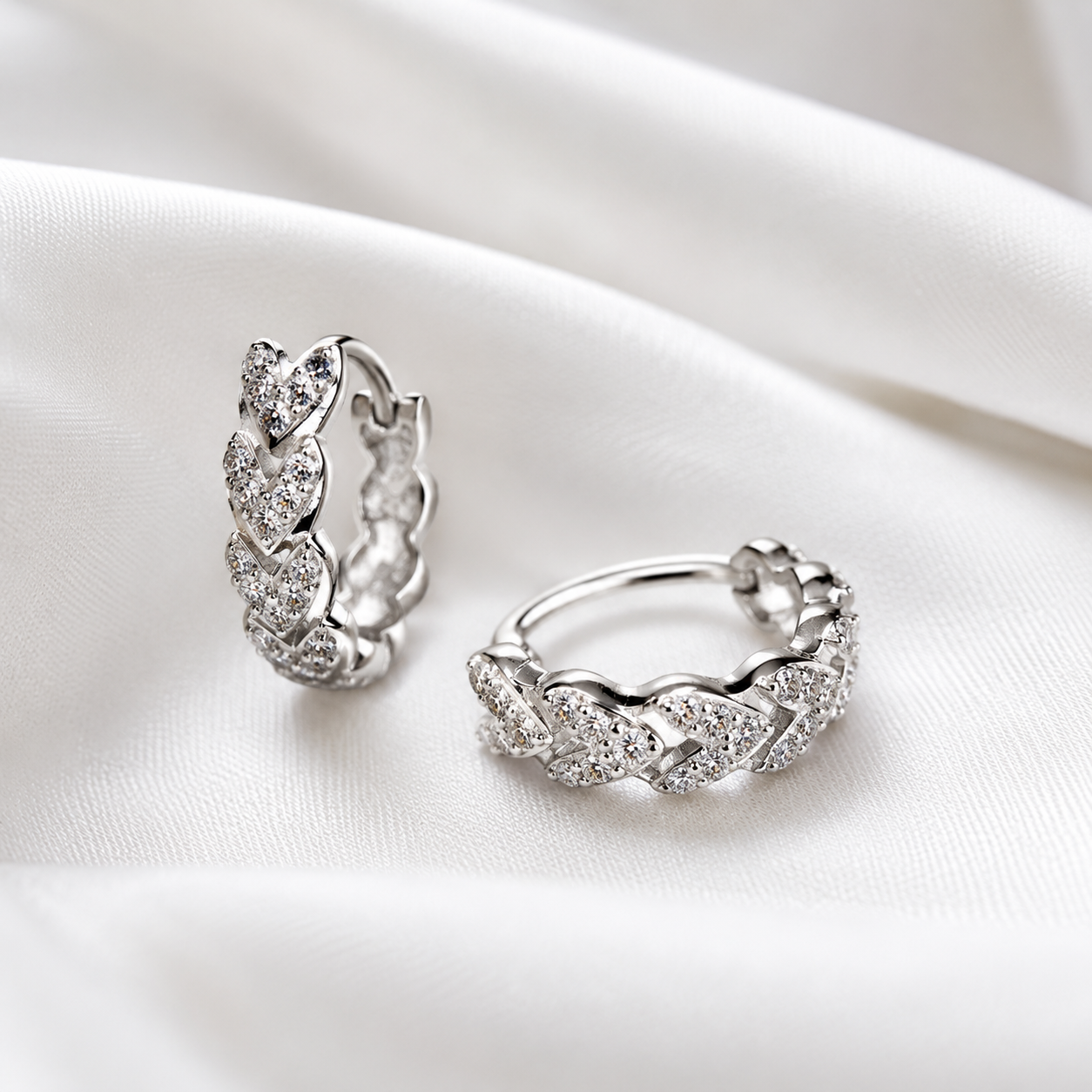 Sheena Crystal Hoops - Silver