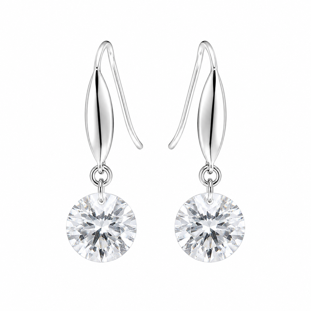 Leena Crystal Drop Earrings - Silver