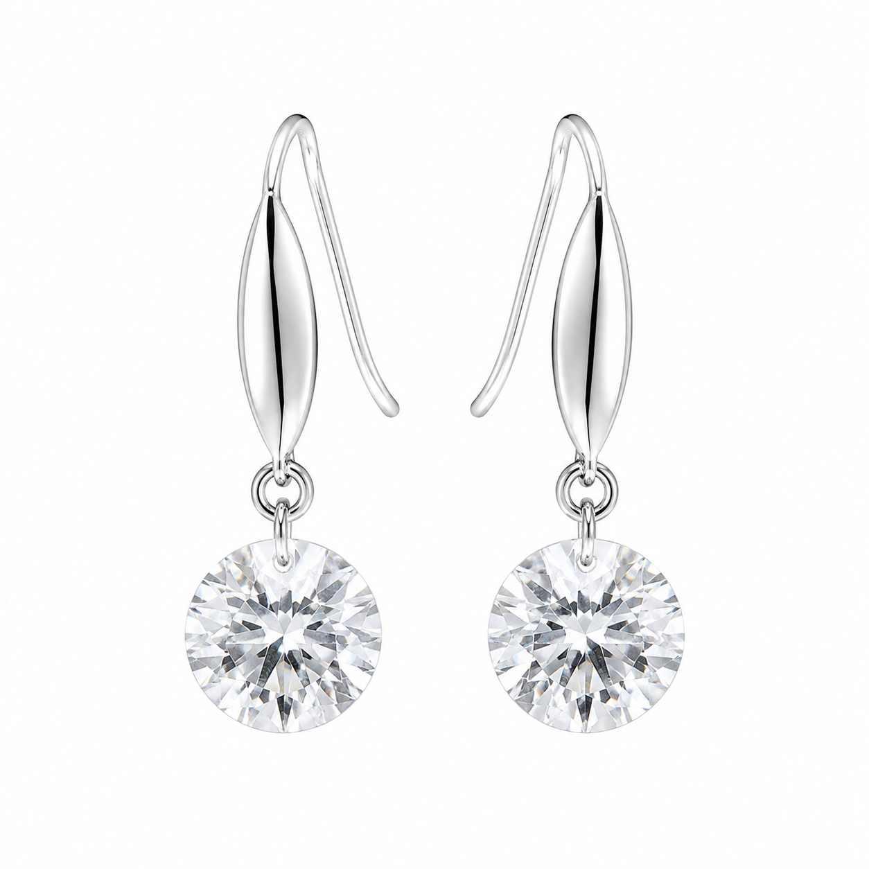 Leena Crystal Drop Earrings - Silver