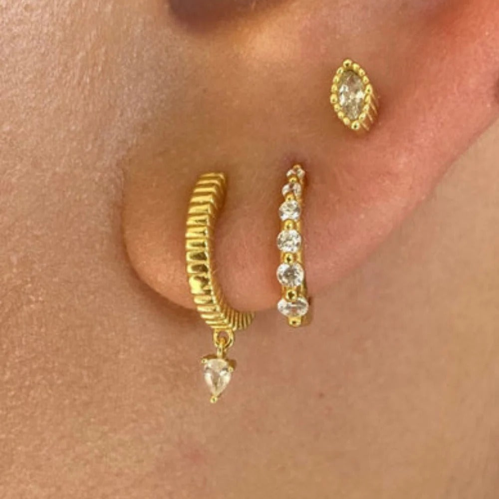 Rose Crystal Hoops Earrings