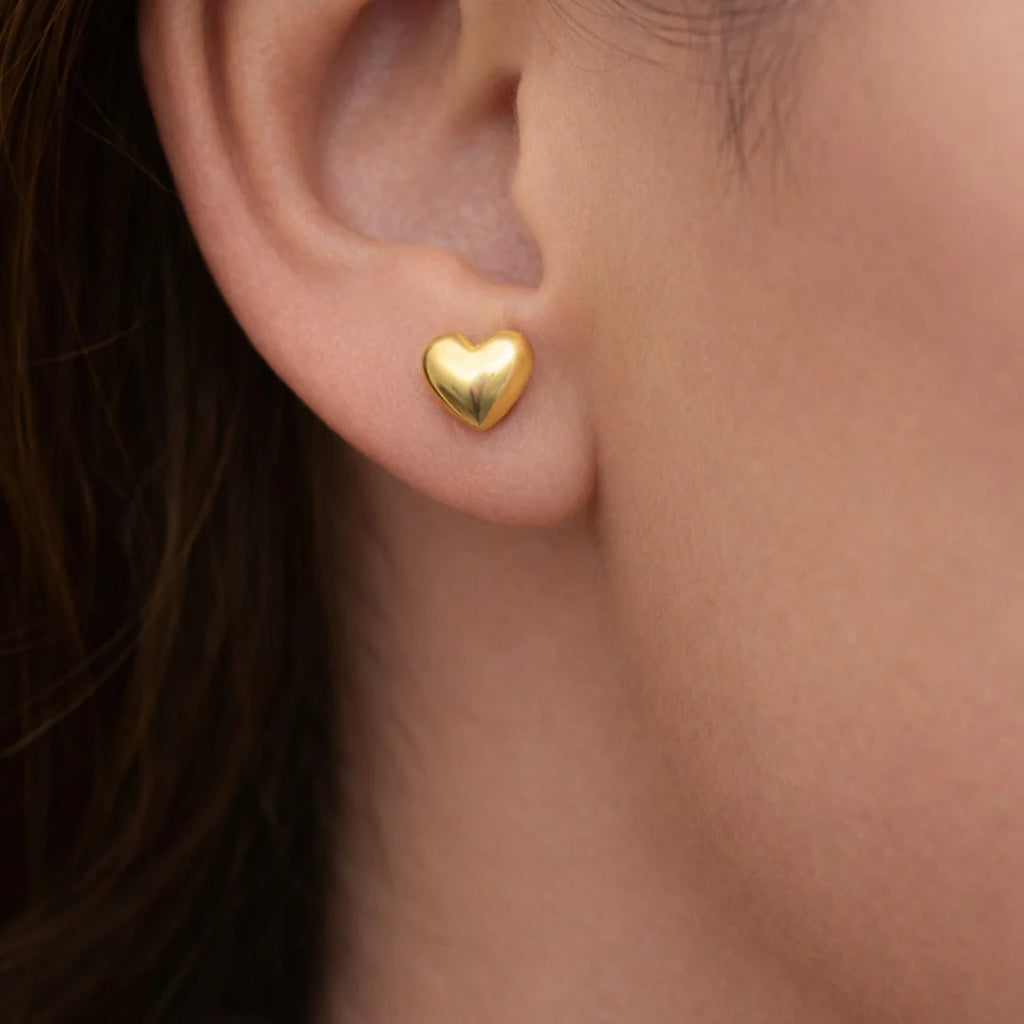 Brea Heart Stud Earrings | Waterproof 18k Gold