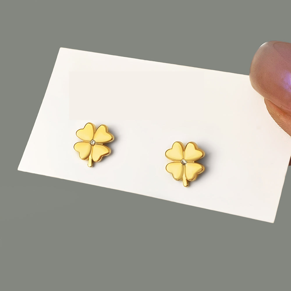 Alba Bloom Clover Studs | Waterproof 18k Gold & Silver