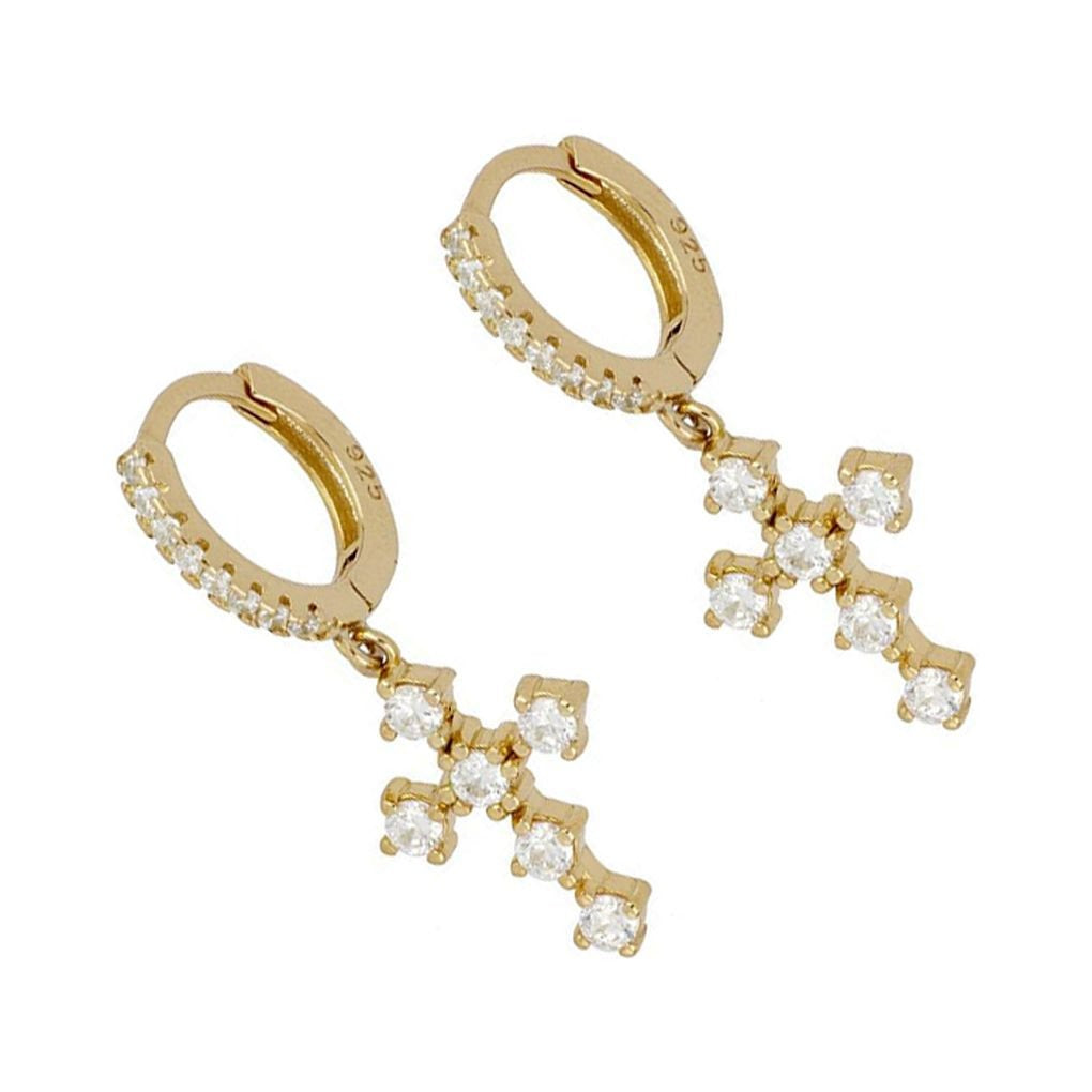 Sola Crystal Cross Hoops Earrings