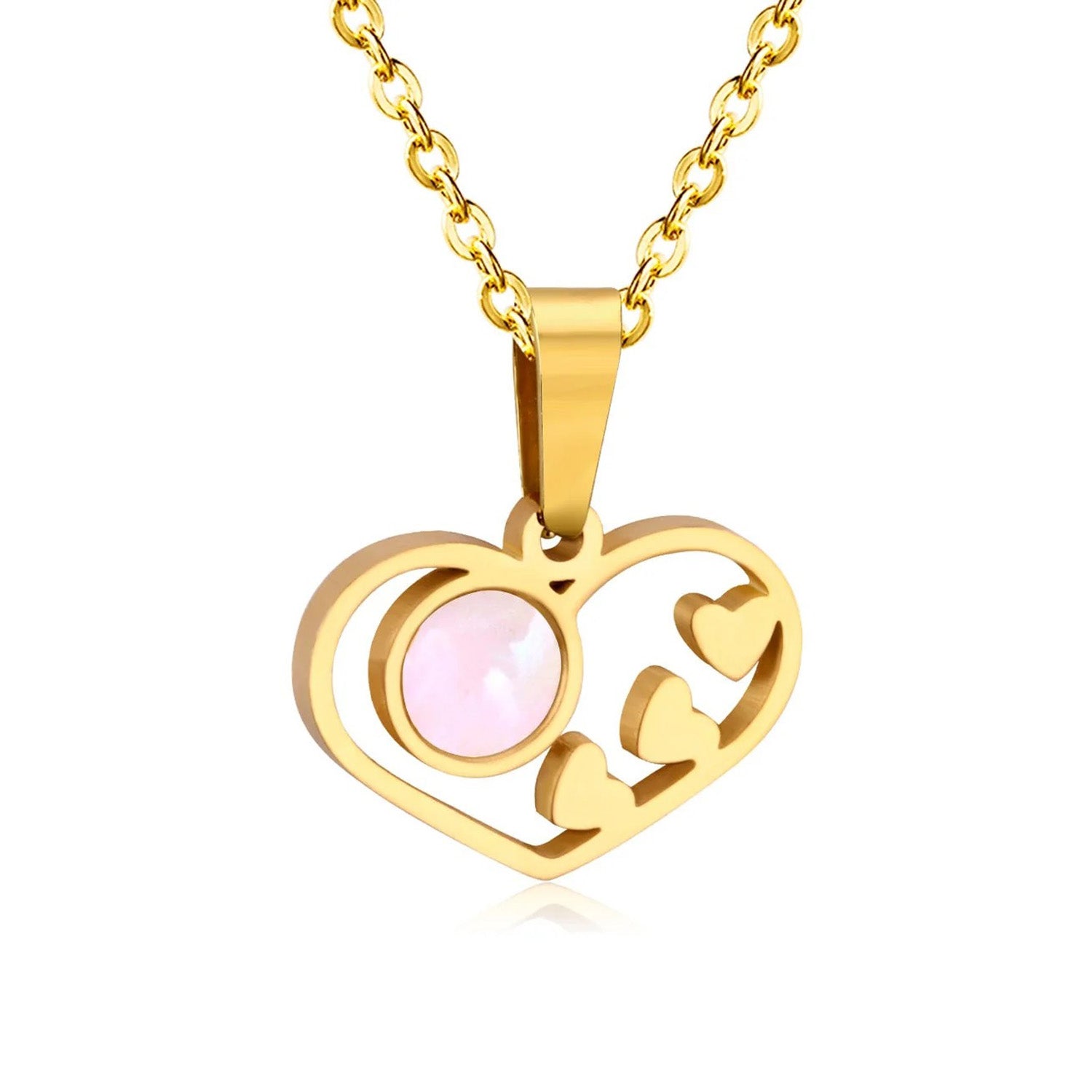 Naome Luminous Pearl Inset Heart Set | Buy Set or Individual