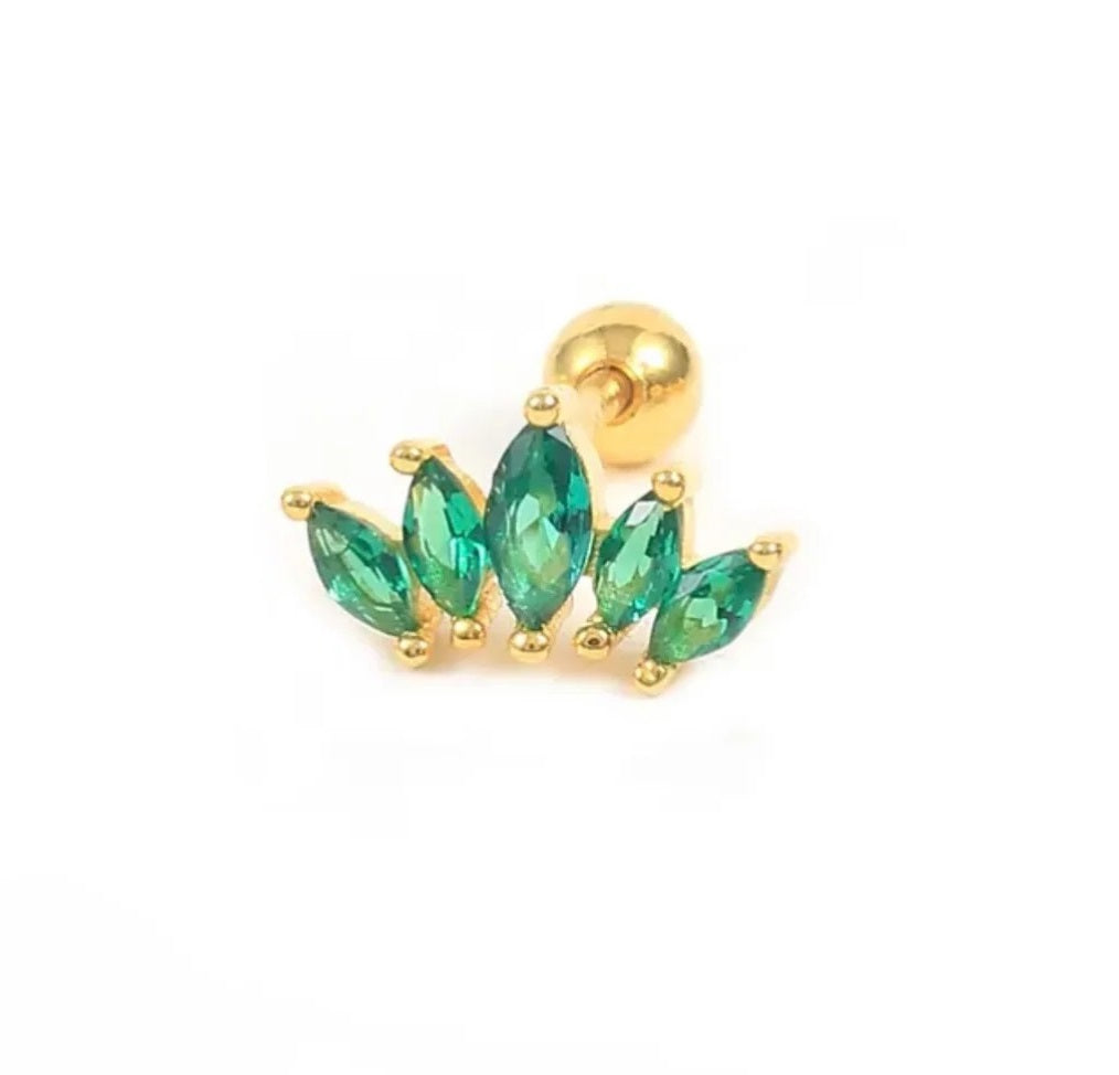 Rova Emerald Green Screw Back Studs Earrings