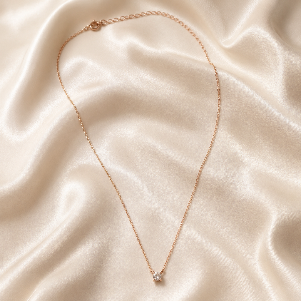 Fancie Diamond Simulant Rose Gold Necklace