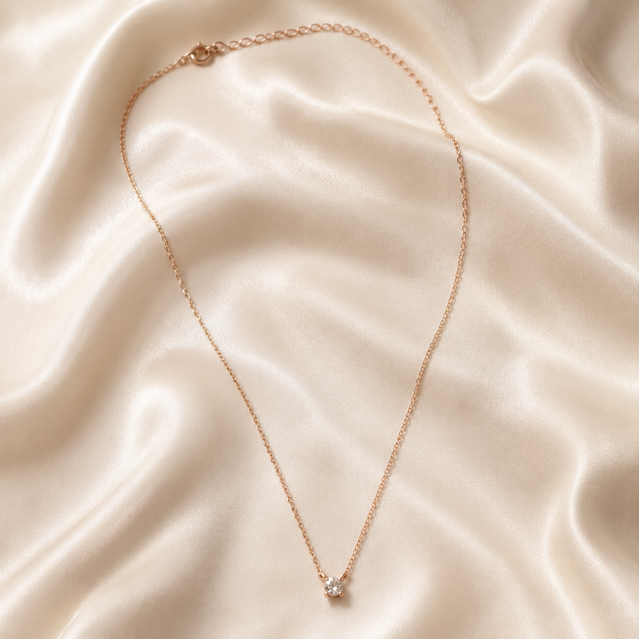 Fancie Diamond Simulant Rose Gold Necklace