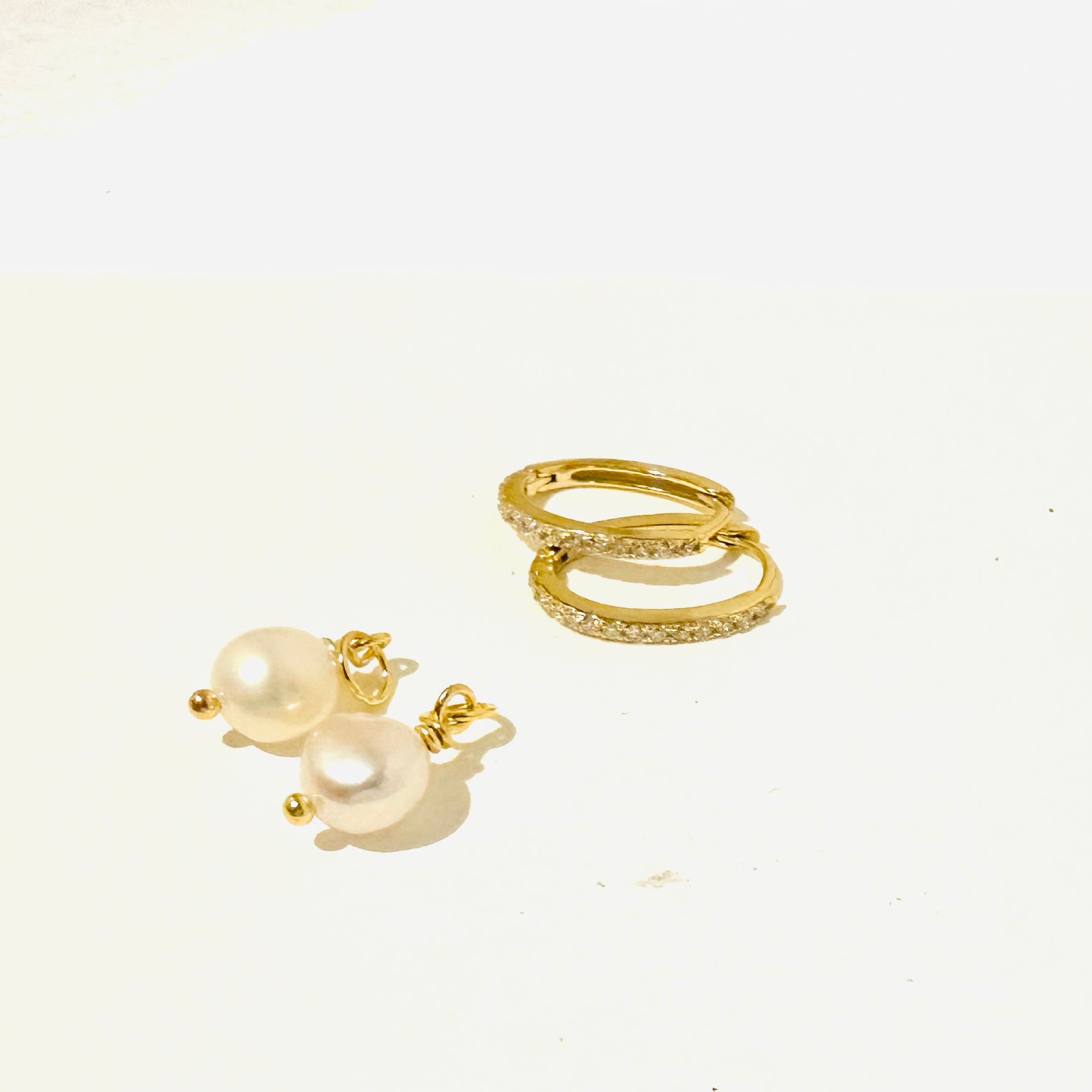 Maven Pearl & Crystal Hoops Earrings