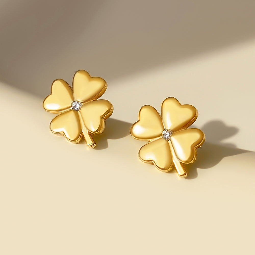 Alba Bloom Clover Studs | Waterproof 18k Gold & Silver