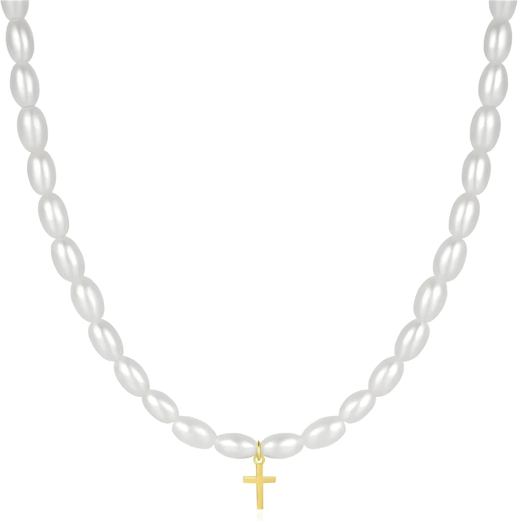Finn	 Pearl Cross Necklace