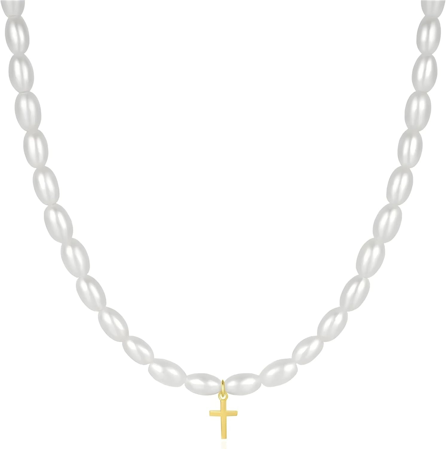 Finn	 Pearl Cross Necklace