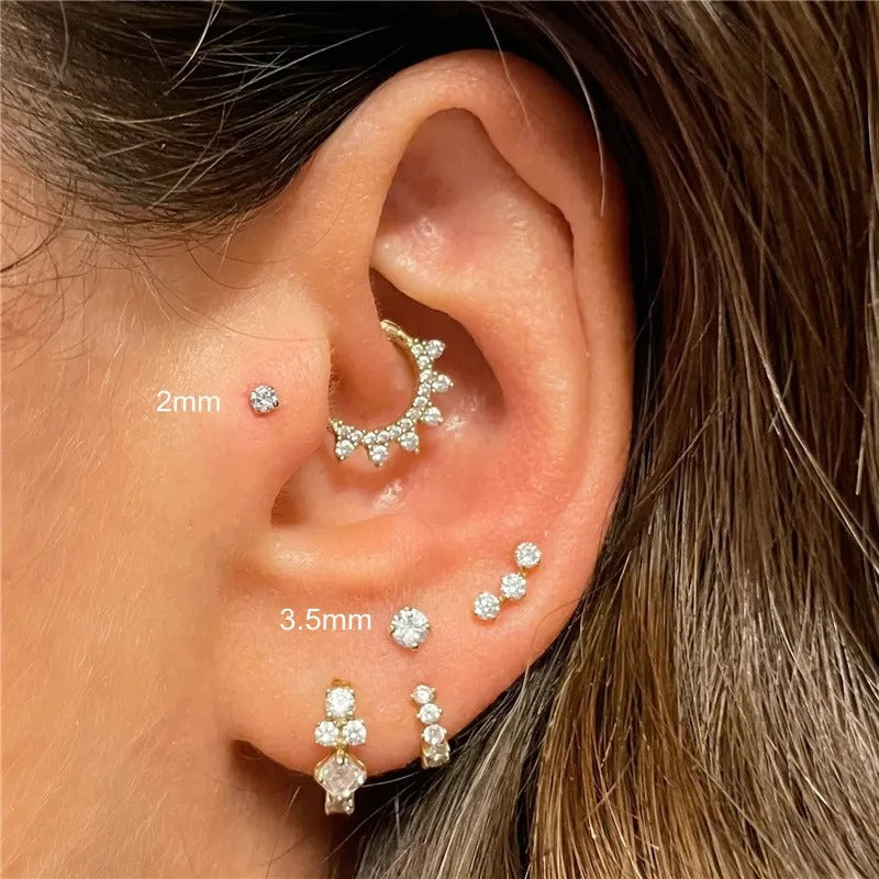 Nima Crystal	Screw Back Studs Earrings