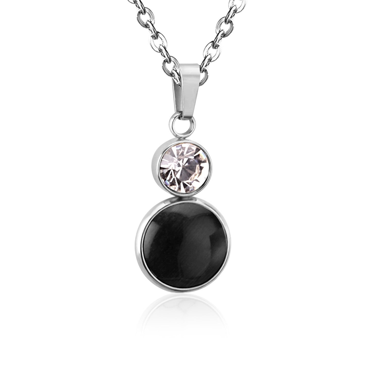 Bella Round Black Enamel Set with CZ Accent | Buy Set or Individual