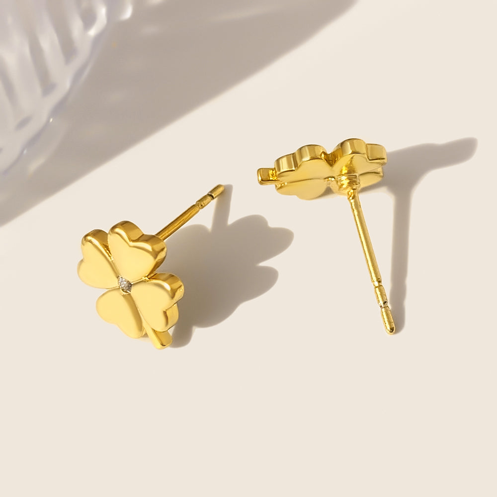 Alba Bloom Clover Studs | Waterproof 18k Gold & Silver