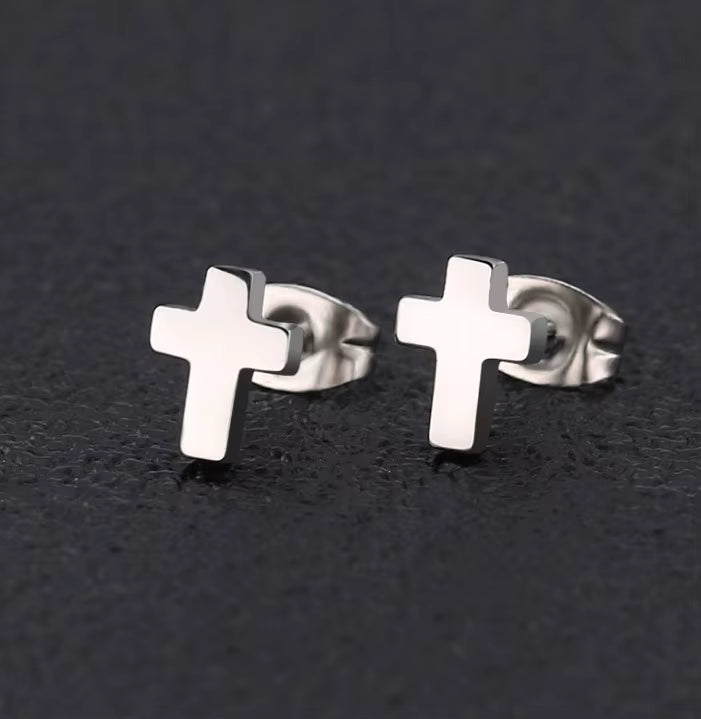 Allison Cross Faith Studs | Waterproof 18k Gold & Silver