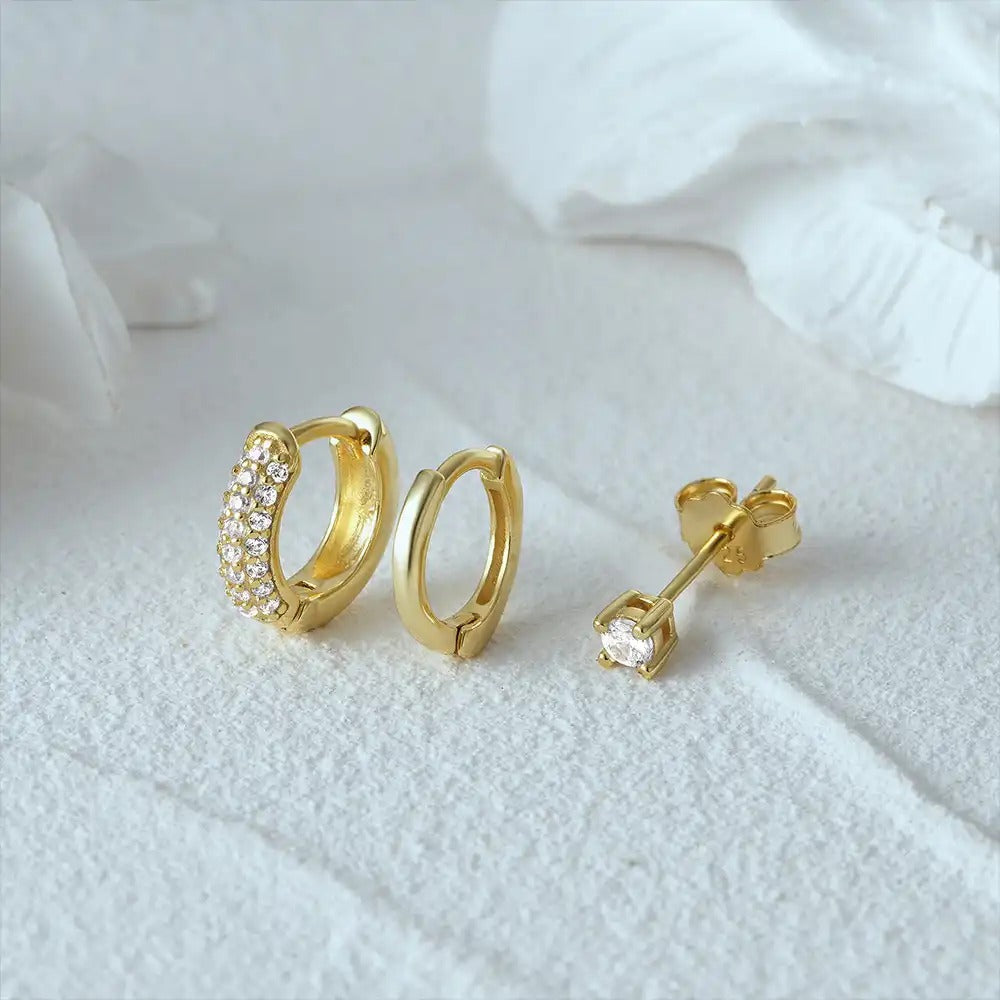 Nyla 3 Piece Studs & Hoops Earrings Set