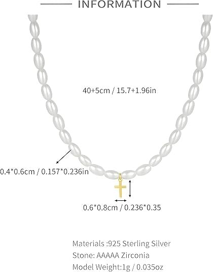 Finn	 Pearl Cross Necklace