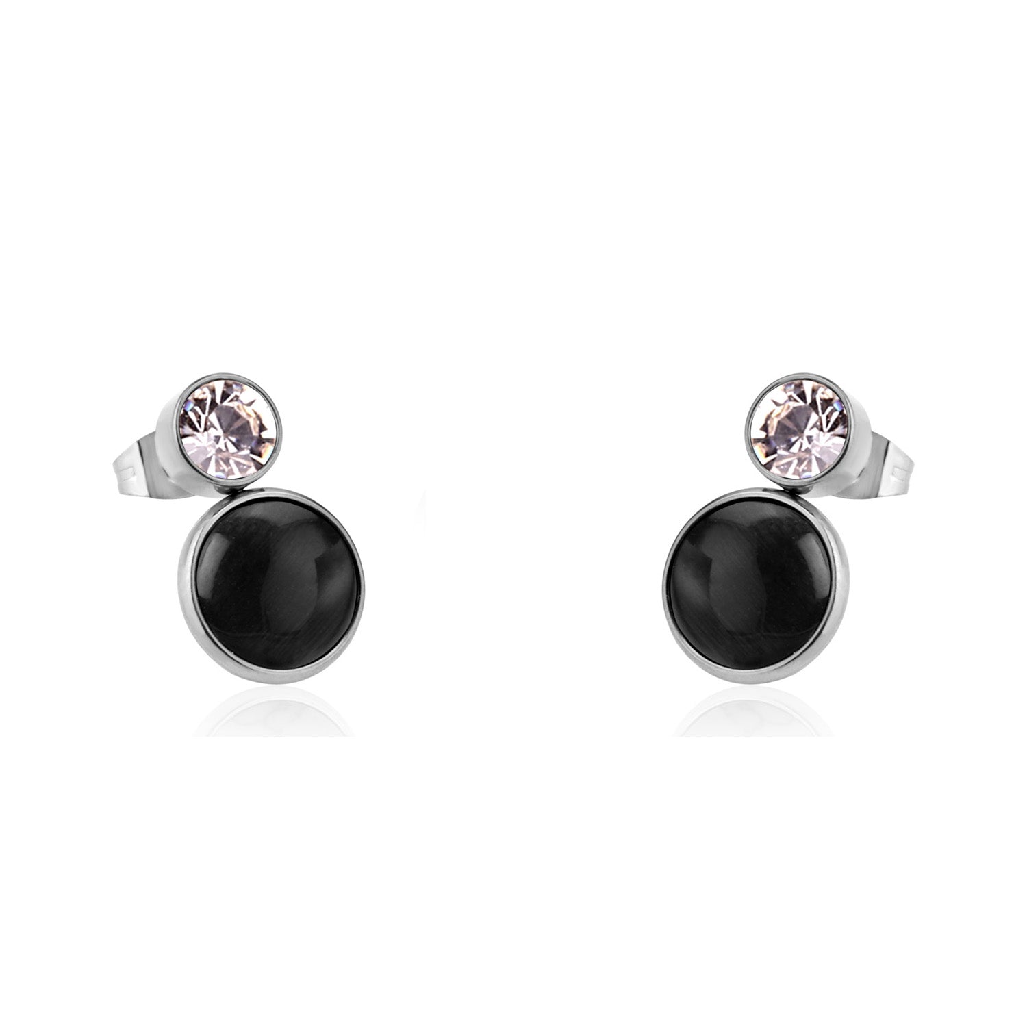 Bella Round Black Enamel Set with CZ Accent | Buy Set or Individual