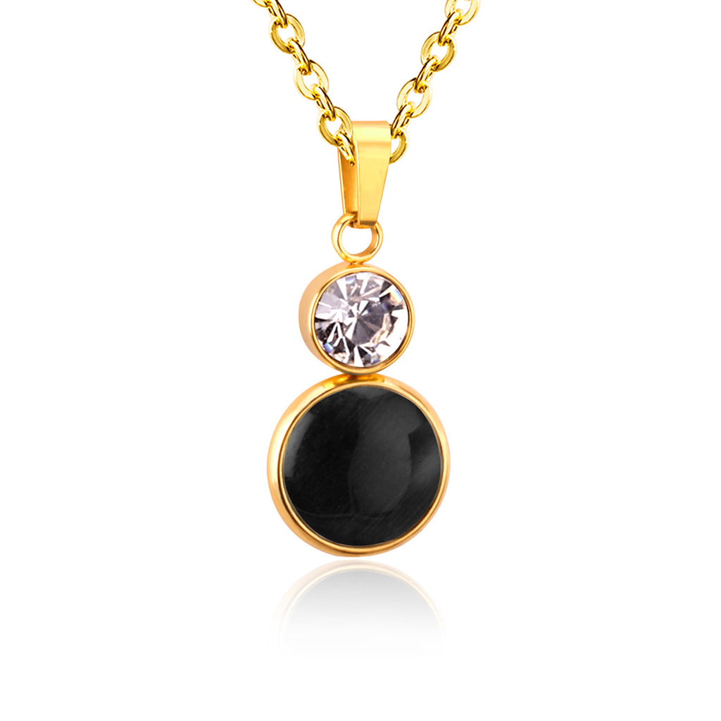 Bella Round Black Enamel Set with CZ Accent | Buy Set or Individual
