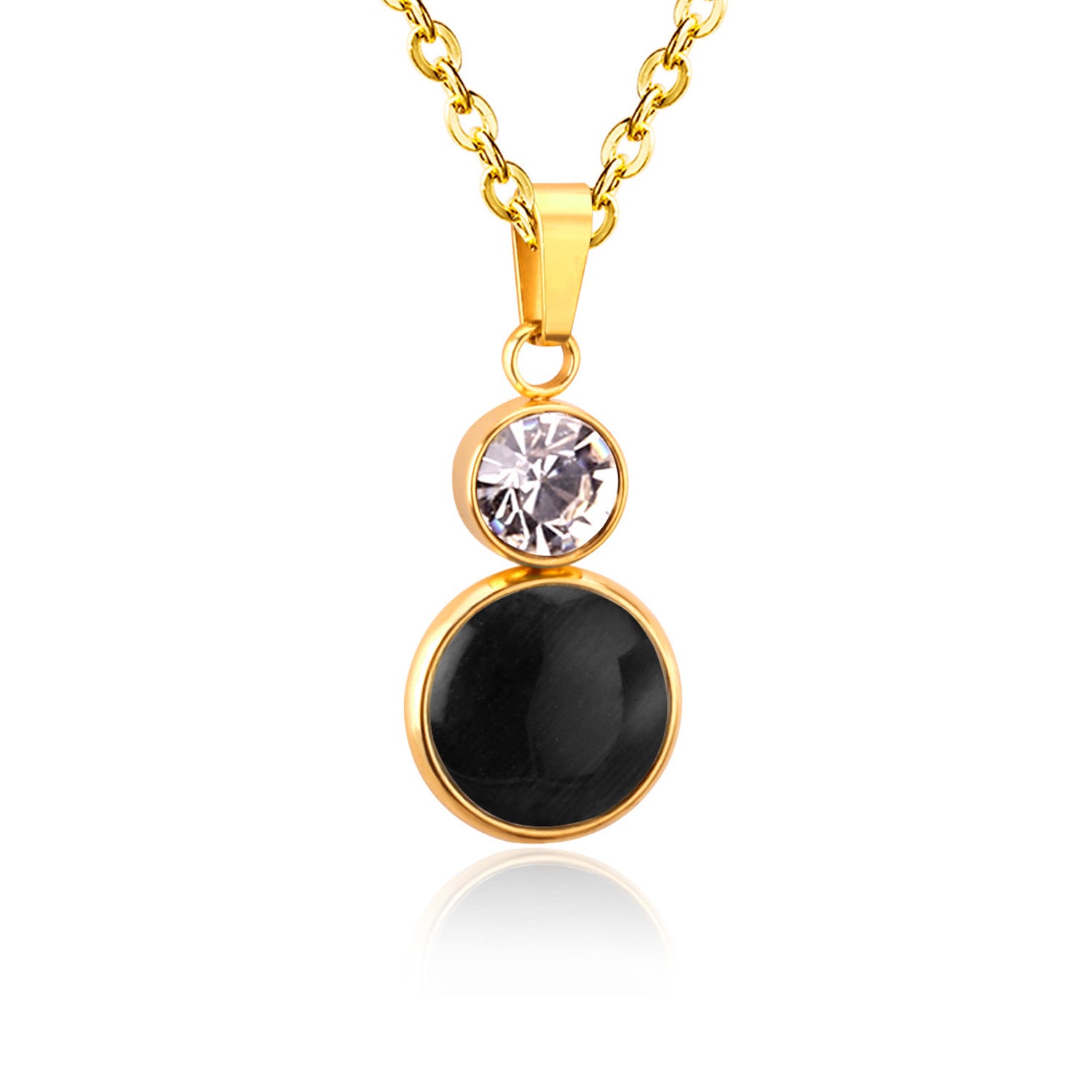 Bella Round Black Enamel Set with CZ Accent | Buy Set or Individual