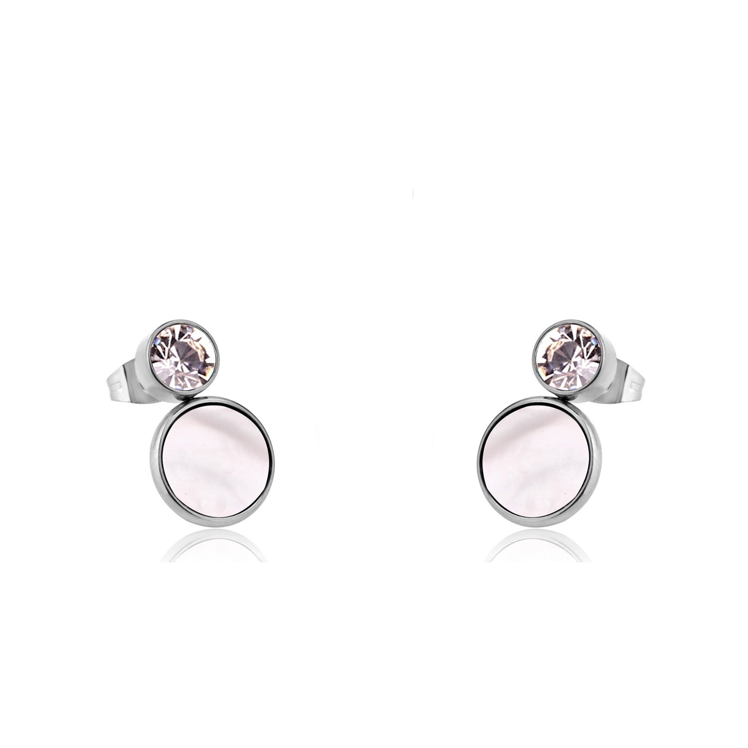 Bella Round Pink Enamel Set with CZ Accent | Buy Set or Individual