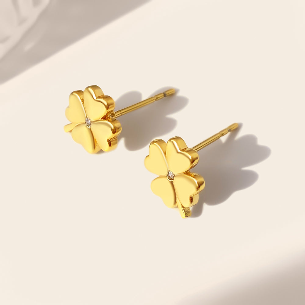 Alba Bloom Clover Studs | Waterproof 18k Gold & Silver