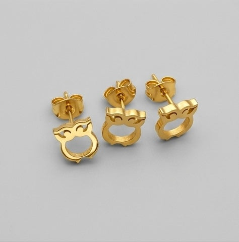 April Lucky Owl Studs | Waterproof 18k Gold & Silver