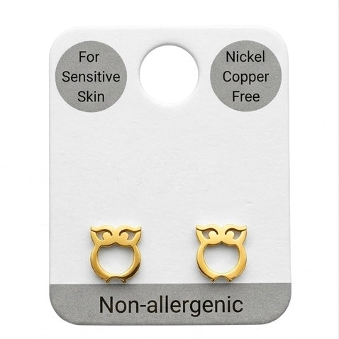 April Lucky Owl Studs | Waterproof 18k Gold & Silver