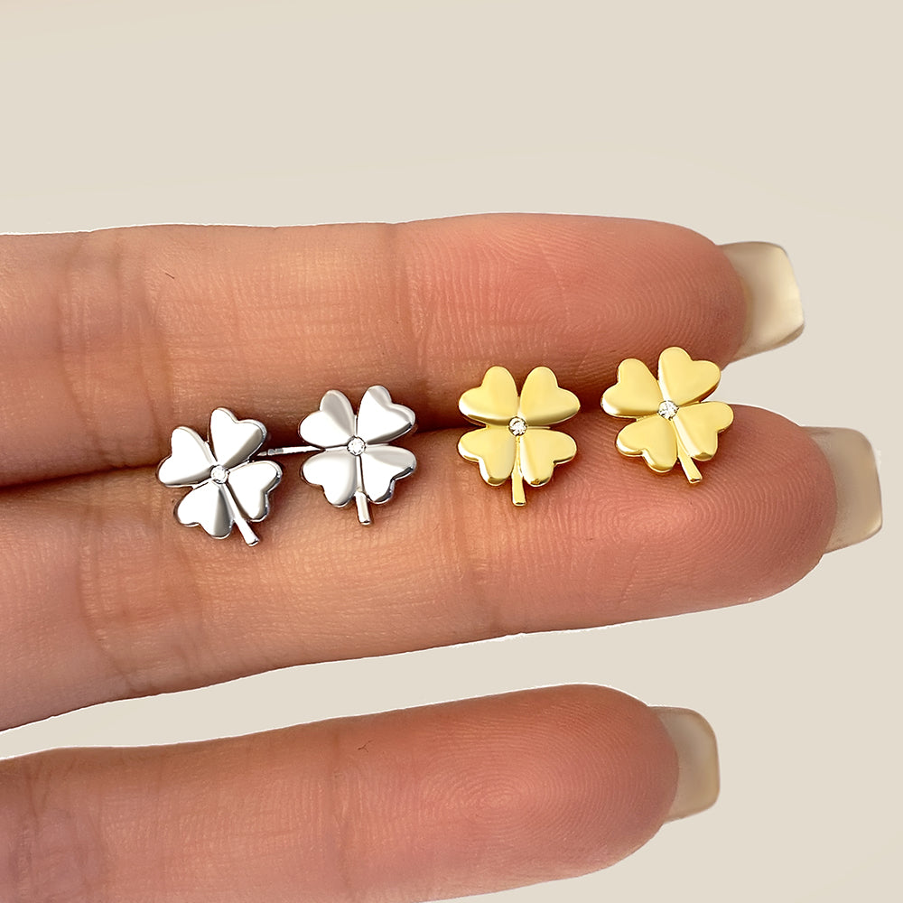 Alba Bloom Clover Studs | Waterproof 18k Gold & Silver