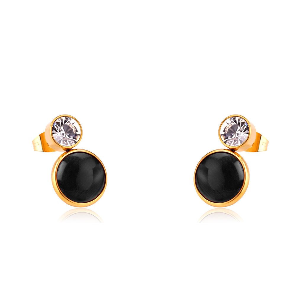 Bella Round Black Enamel Set with CZ Accent | Buy Set or Individual