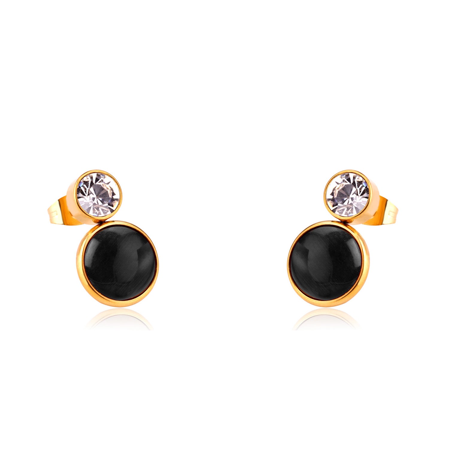 Bella Round Black Enamel Set with CZ Accent | Buy Set or Individual