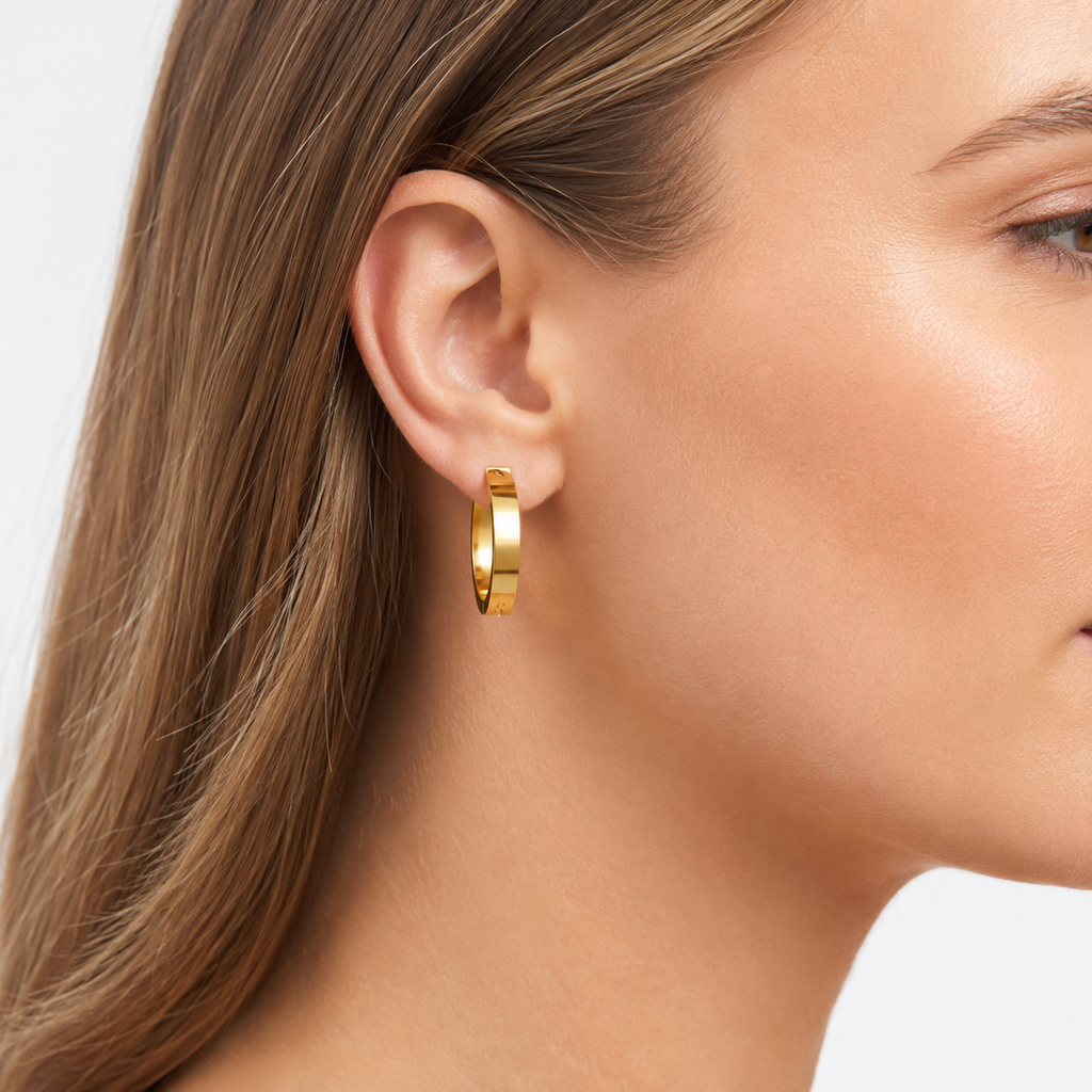 Sanam Wide Hoops | Waterproof 18K Gold & Silver