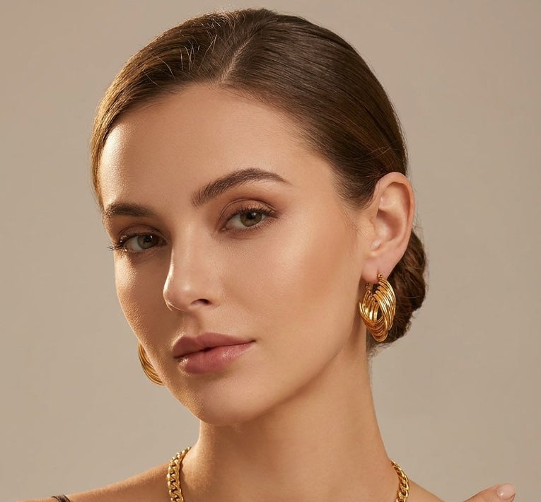 Reena Twisted Weave Hoops | Waterproof 18K Gold