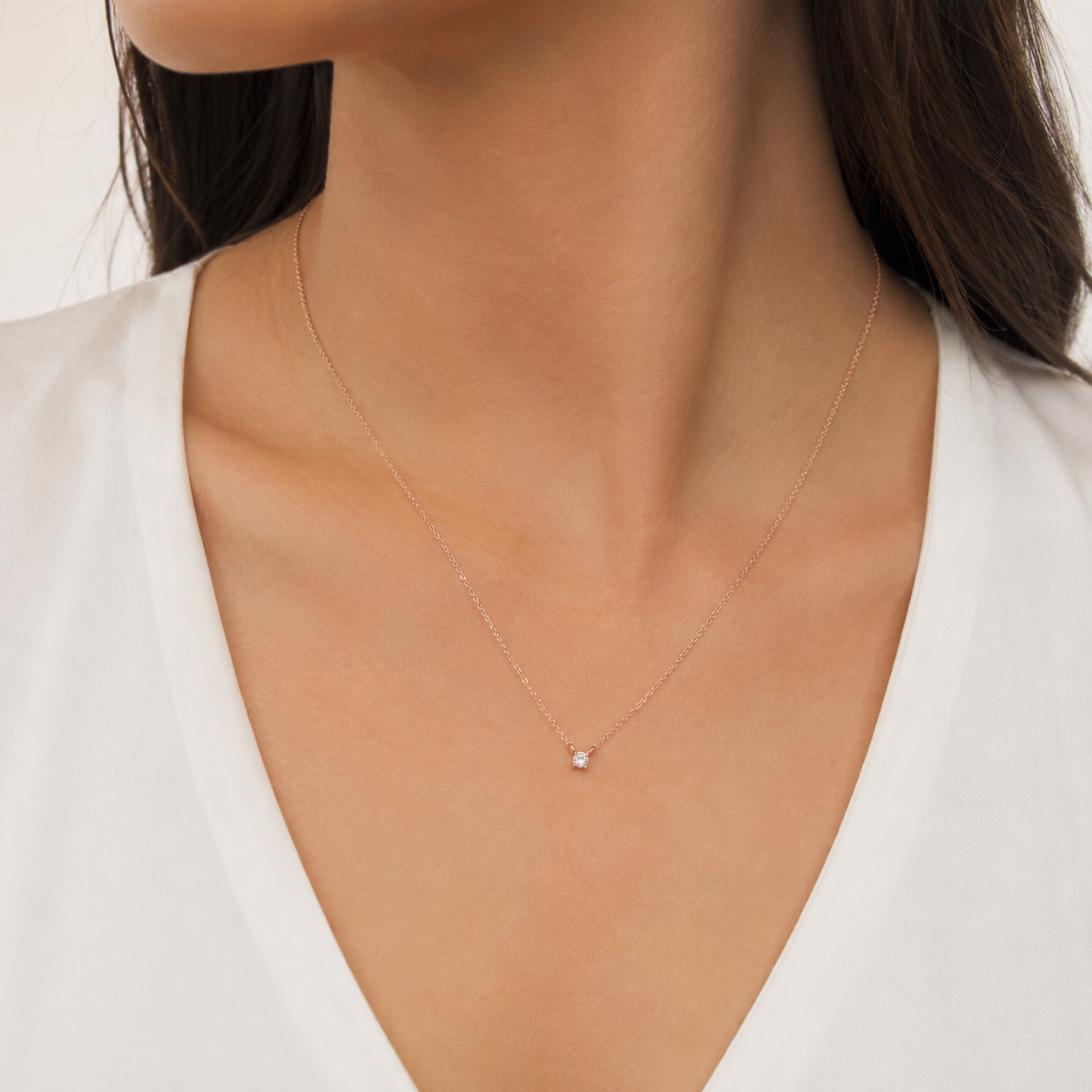 Fancie Diamond Simulant Rose Gold Necklace