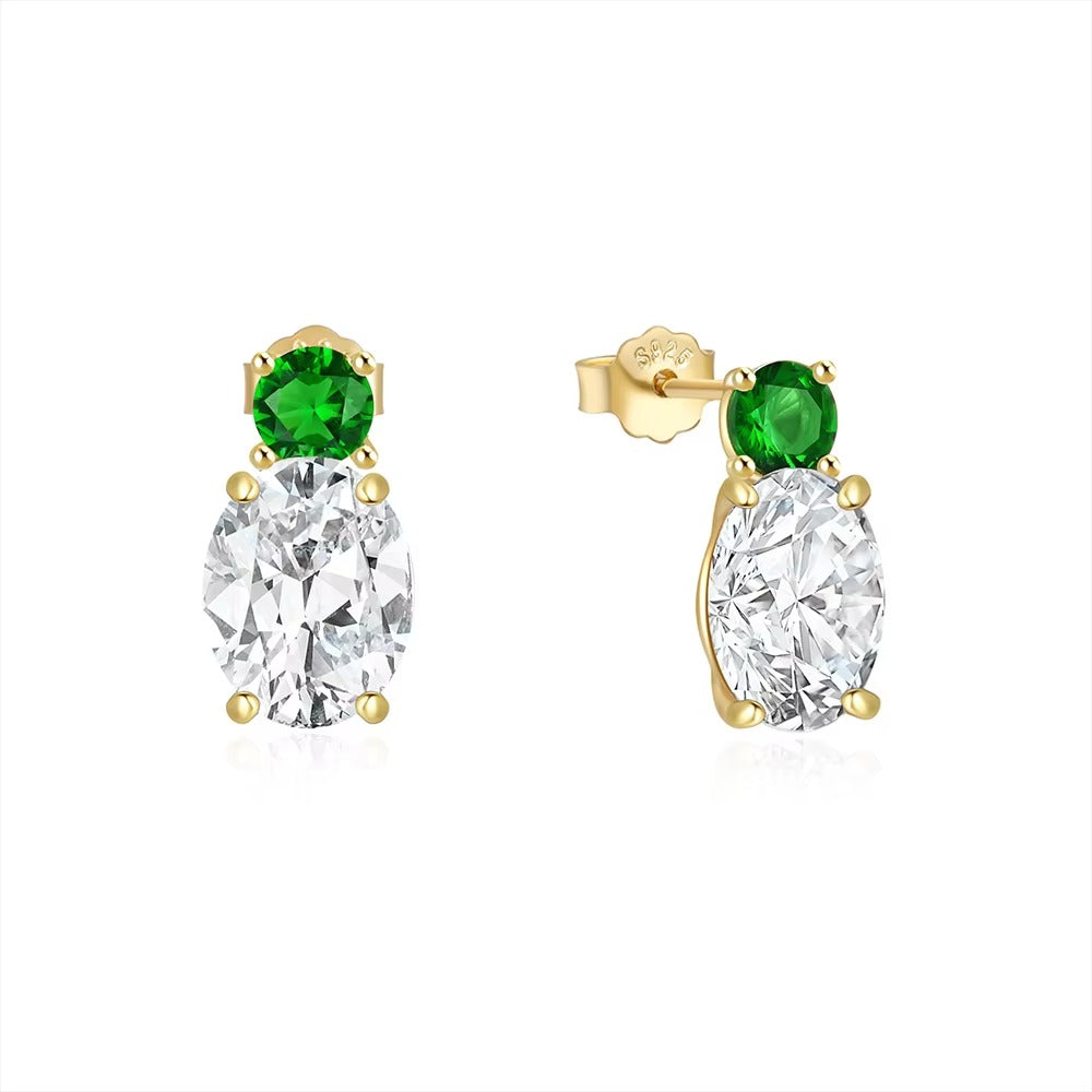 Robins Crystal & Emerald Green	Studs