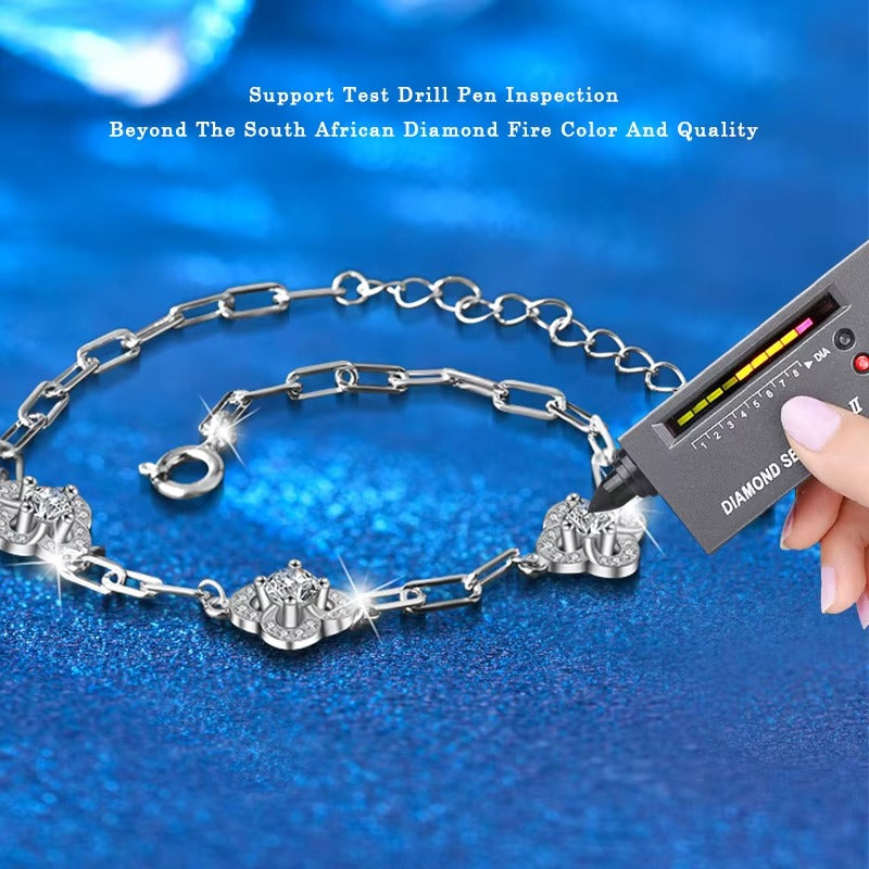 Garnet 1.5 CTWTrinity Clover Moissanite Bracelet