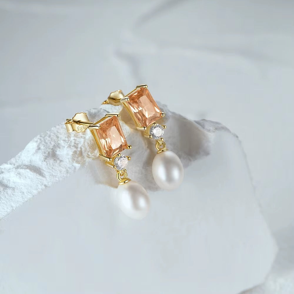 Hinsdale	Pearls & Citrine Stone Drops