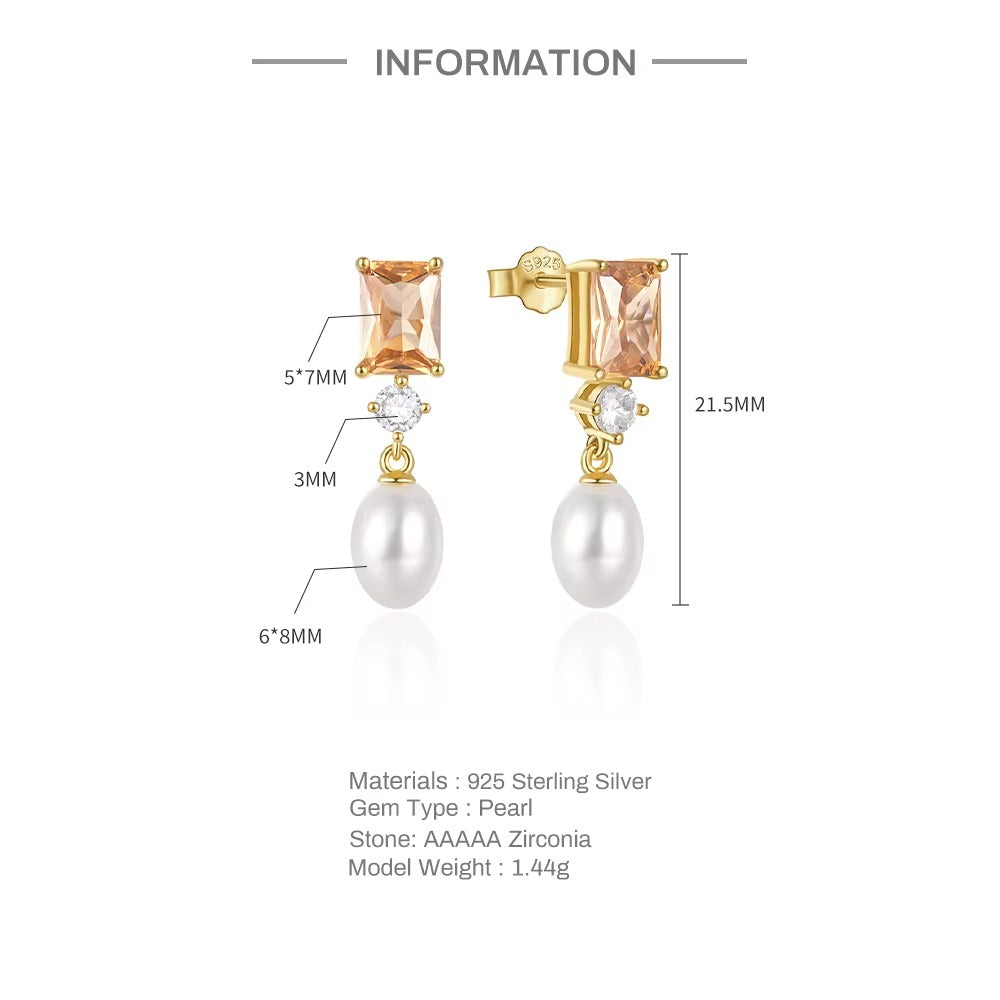 Hinsdale	Pearls & Citrine Stone Drops