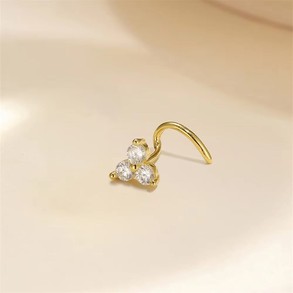 Parkhi Three Clover Curved Nose Stud- Single