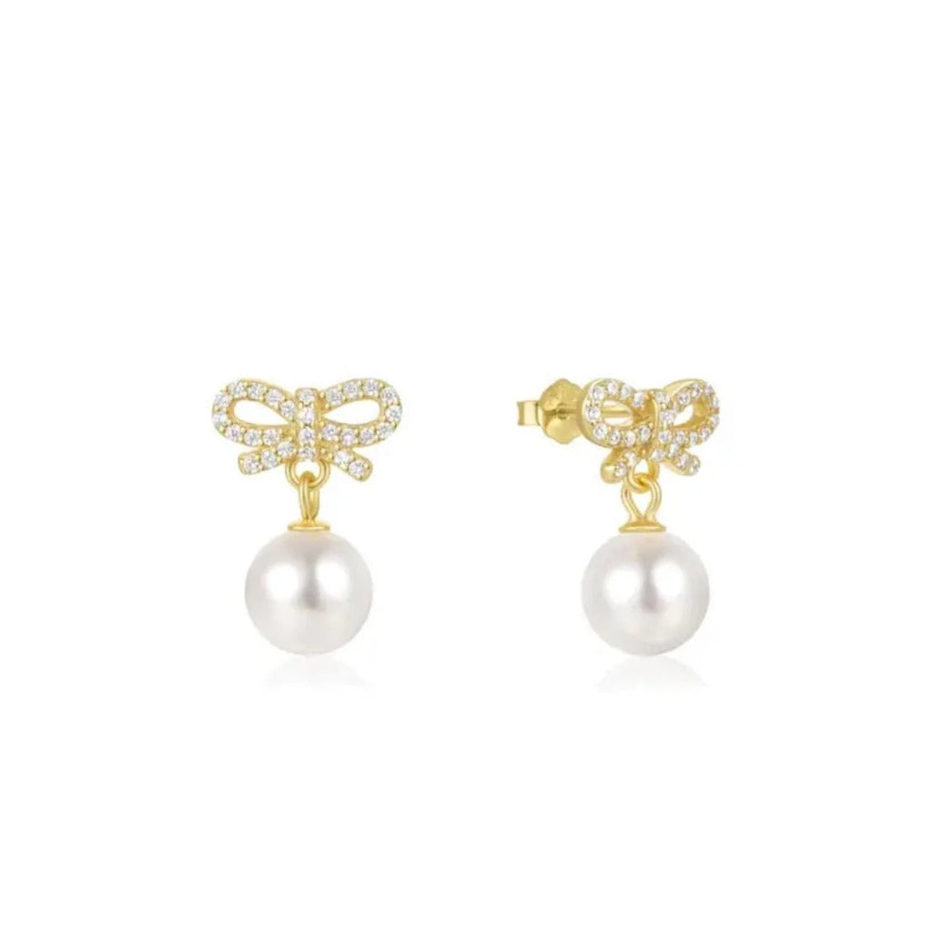 HavenPearl & Crystal Bow Drops earrings