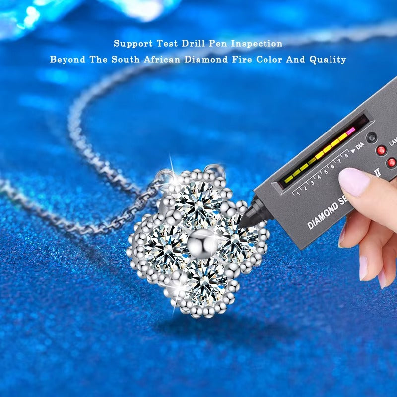 Elegance 1.2 CTW Moissanites in Clover Setting Pendant Necklace