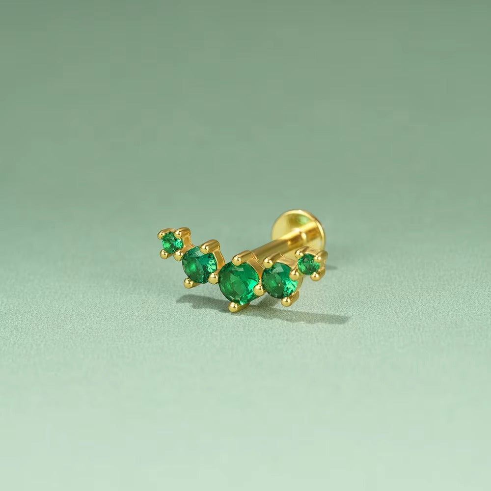 Bernar Green Emerald Green Flatback Stud- Single Earring