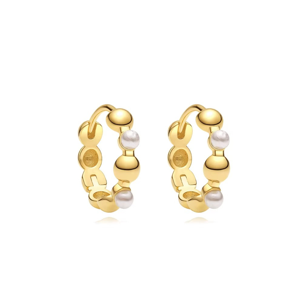Waco Gold & Pearl Beads Hoops