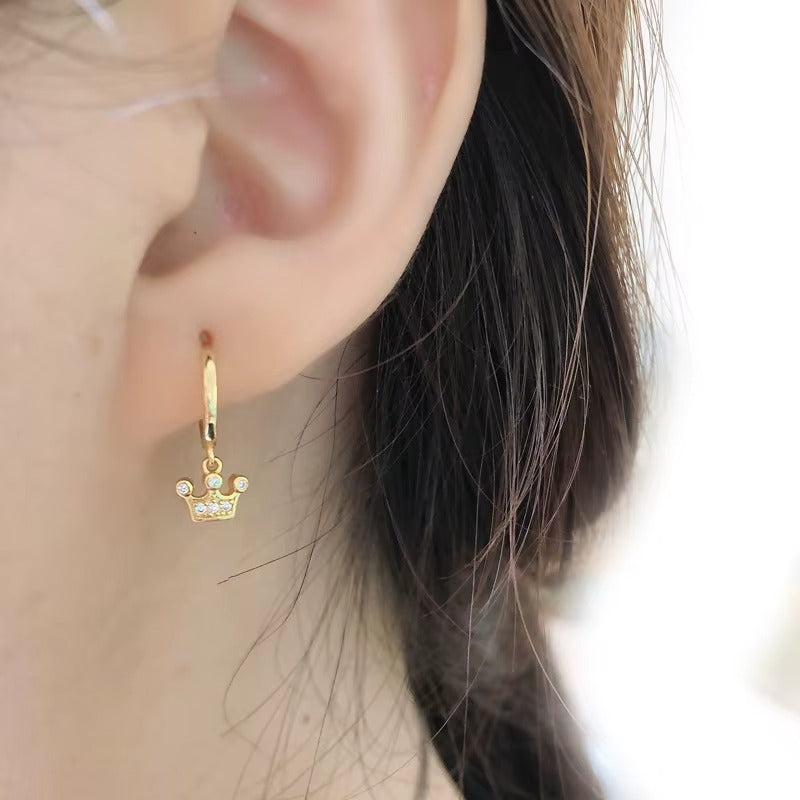 Aqua Crown Pendant Hoops