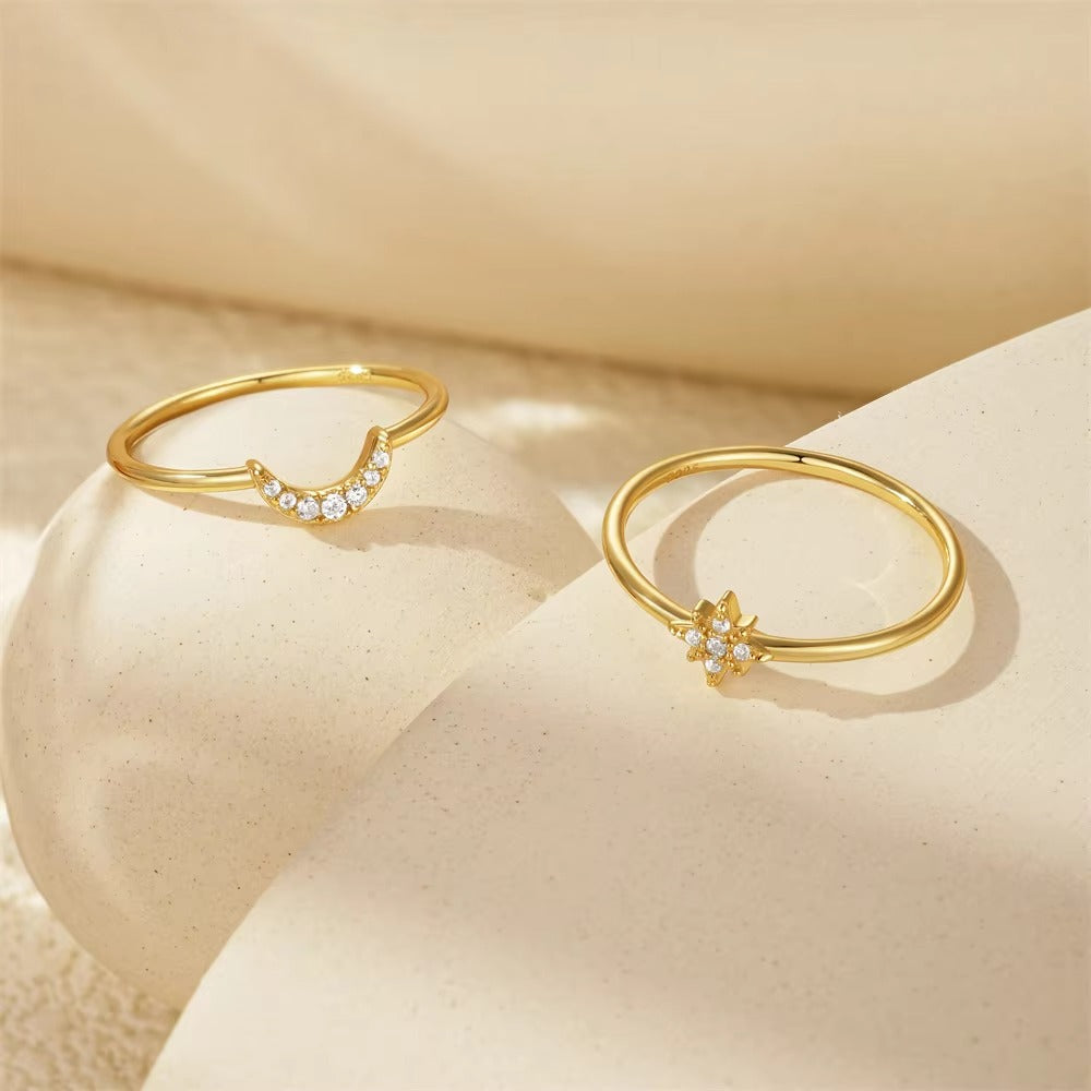 Tampa Star & Moon Size #7 Set of Two Rings