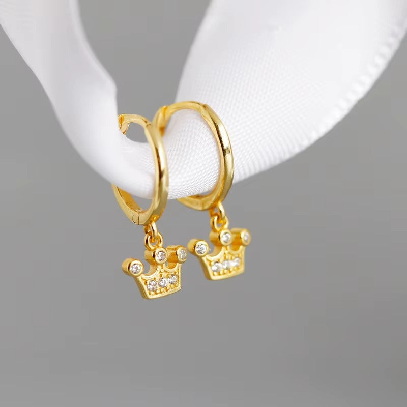 Aqua Crown Pendant Hoops