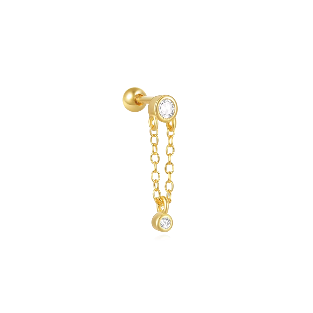 Greenwich Crystal Chain Drop Flatback Stud- Single Earring