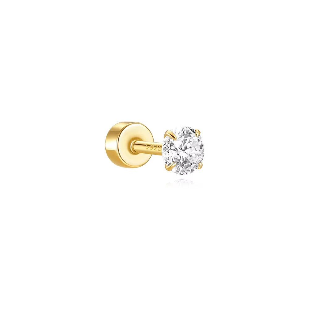 Wichitan 3mm Crystal	Screwback Stud- Single Earrings