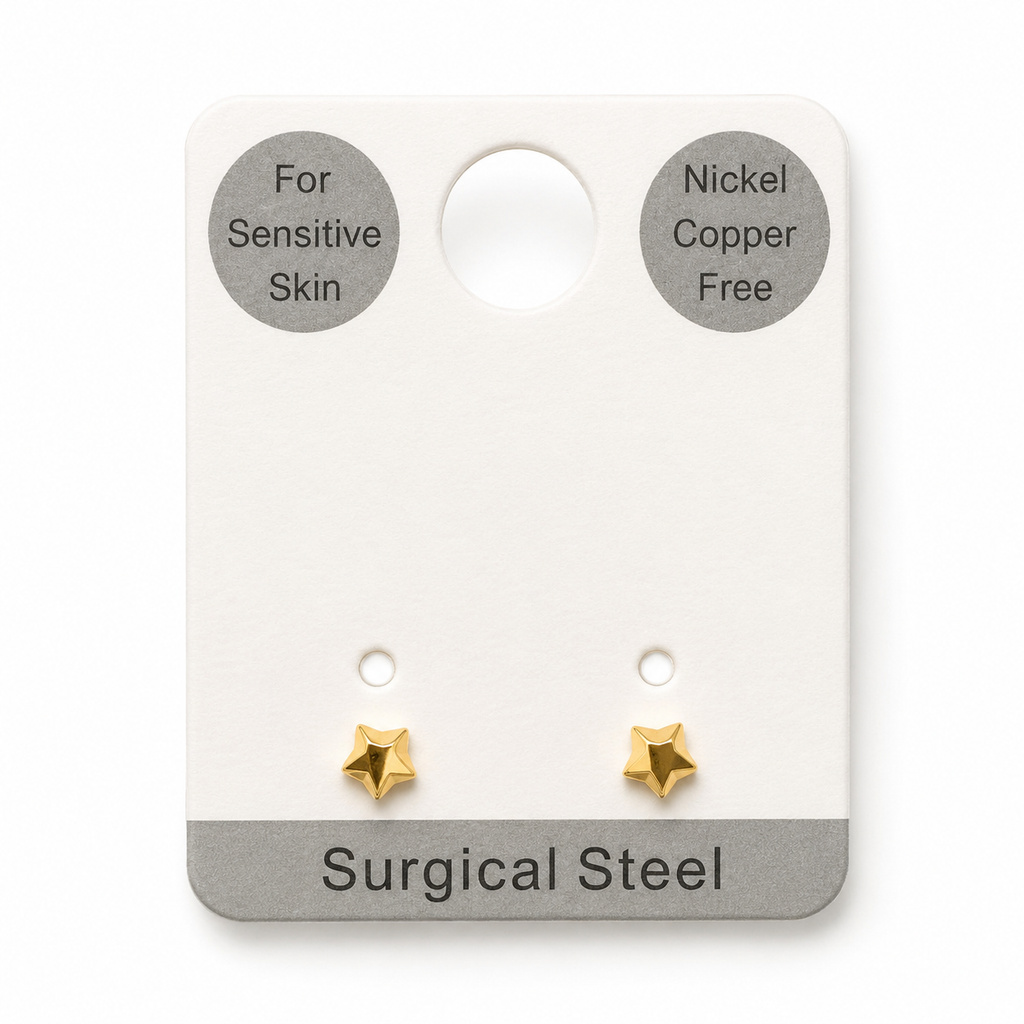Amber Dainty Star Flat Back Studs | Waterproof 18k Gold & Silver